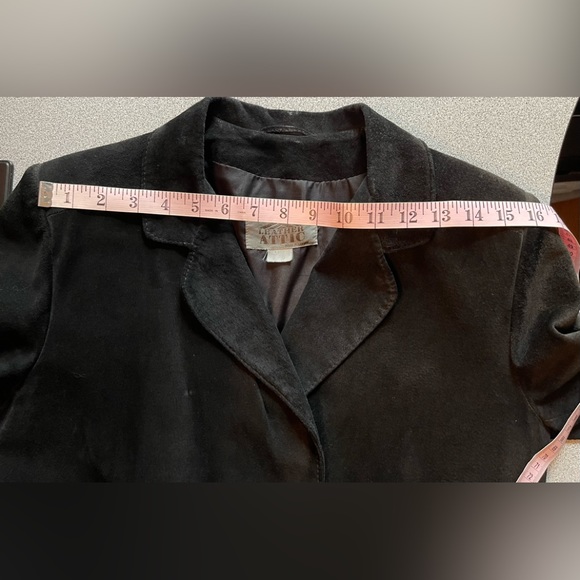 1980s Leather Attic Black Suede Blazer Jacket - Picture 9 of 14